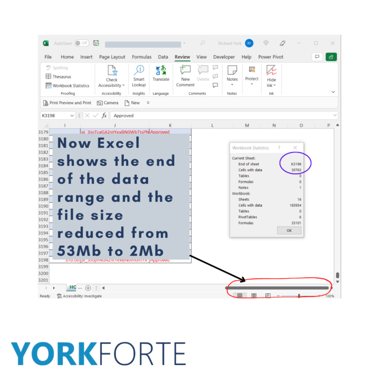 Smaller file size speeds up your excel file