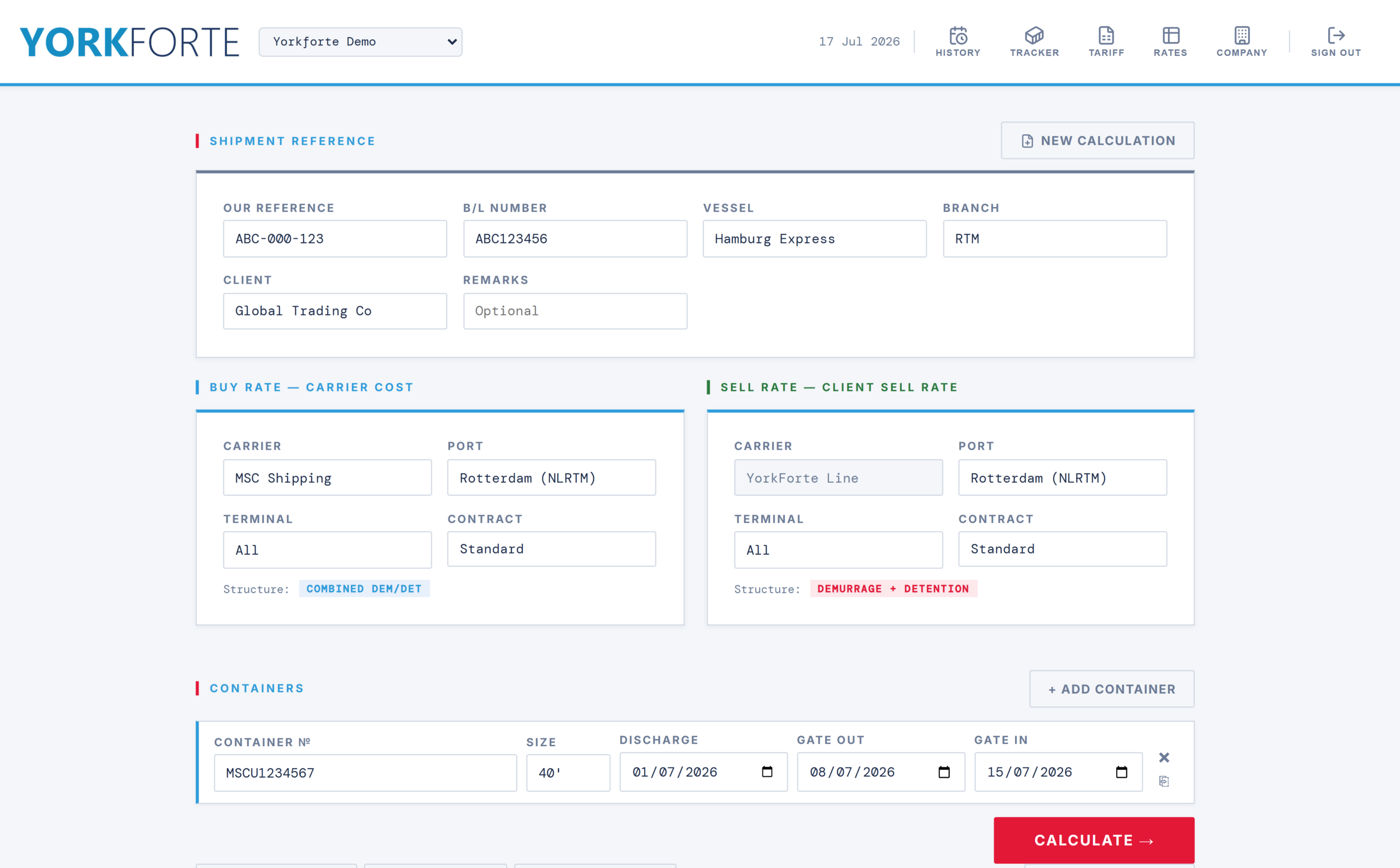 Demurrage and Detention Calculator
