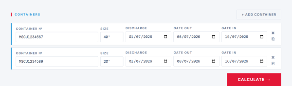 Demurrage and Detention Calculator